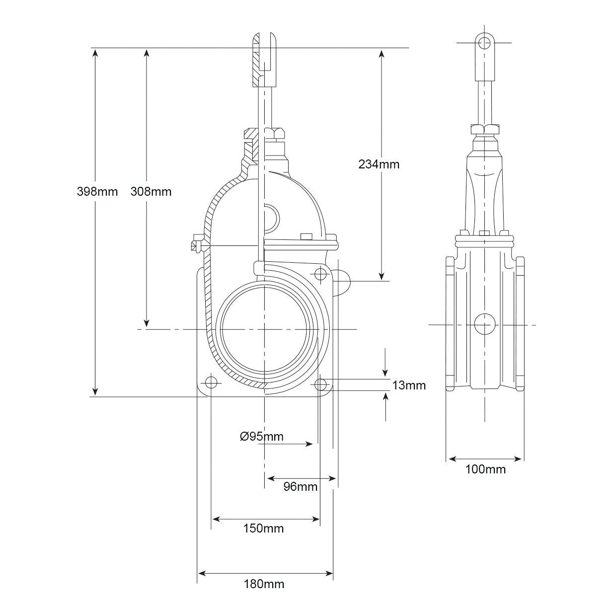 Gate valve - Double flanged - Heavy duty 4'' - S.104903 - Farming Parts