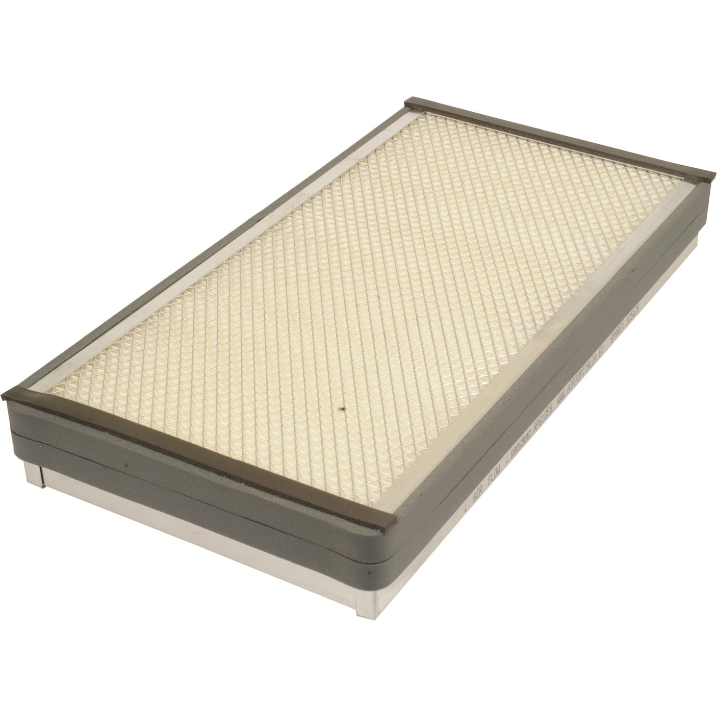 A Dust Filter (Sparex Part No.S.105476) by Sparex, featuring a rectangular design with a white mesh surface, grey edges, and carbon media for enhanced filtration.