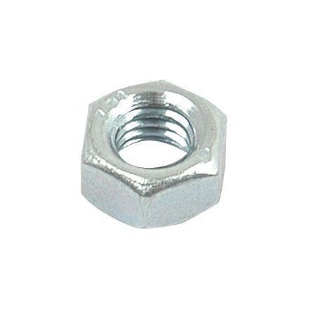 A close-up view of the Sparex Metric Hexagon Nut, M6x1.00mm (DIN 934) Metric Coarse, showcasing its threaded interior.