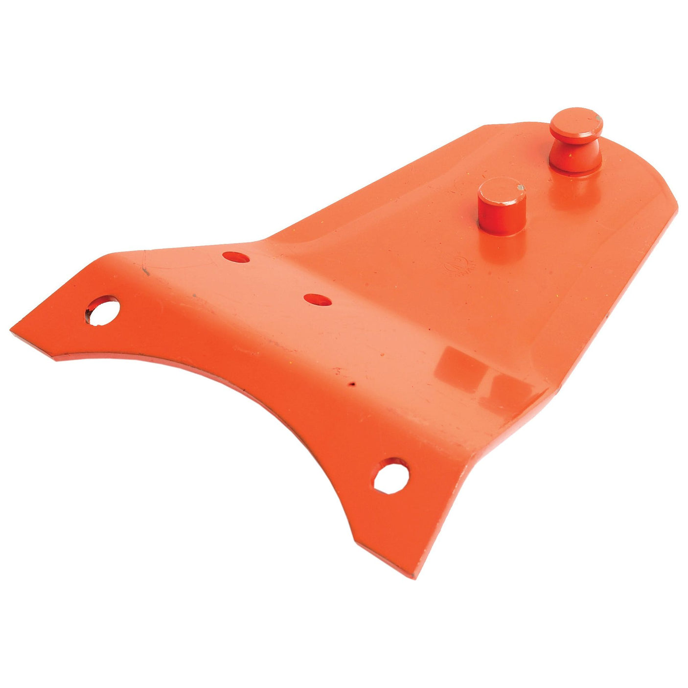 The Sparex Mower Blade Holder, measuring 205mm in length and 160mm in width, features two raised bolts and four holes (Hole Ø: 9 & 11mm), with two at the curved end and two near the middle, and is a compatible replacement for Fella KM265F. Hole centers are spaced at 114mm apart. Refer to Sparex Part No.S.105841 or fitting code 140307 for purchase details.