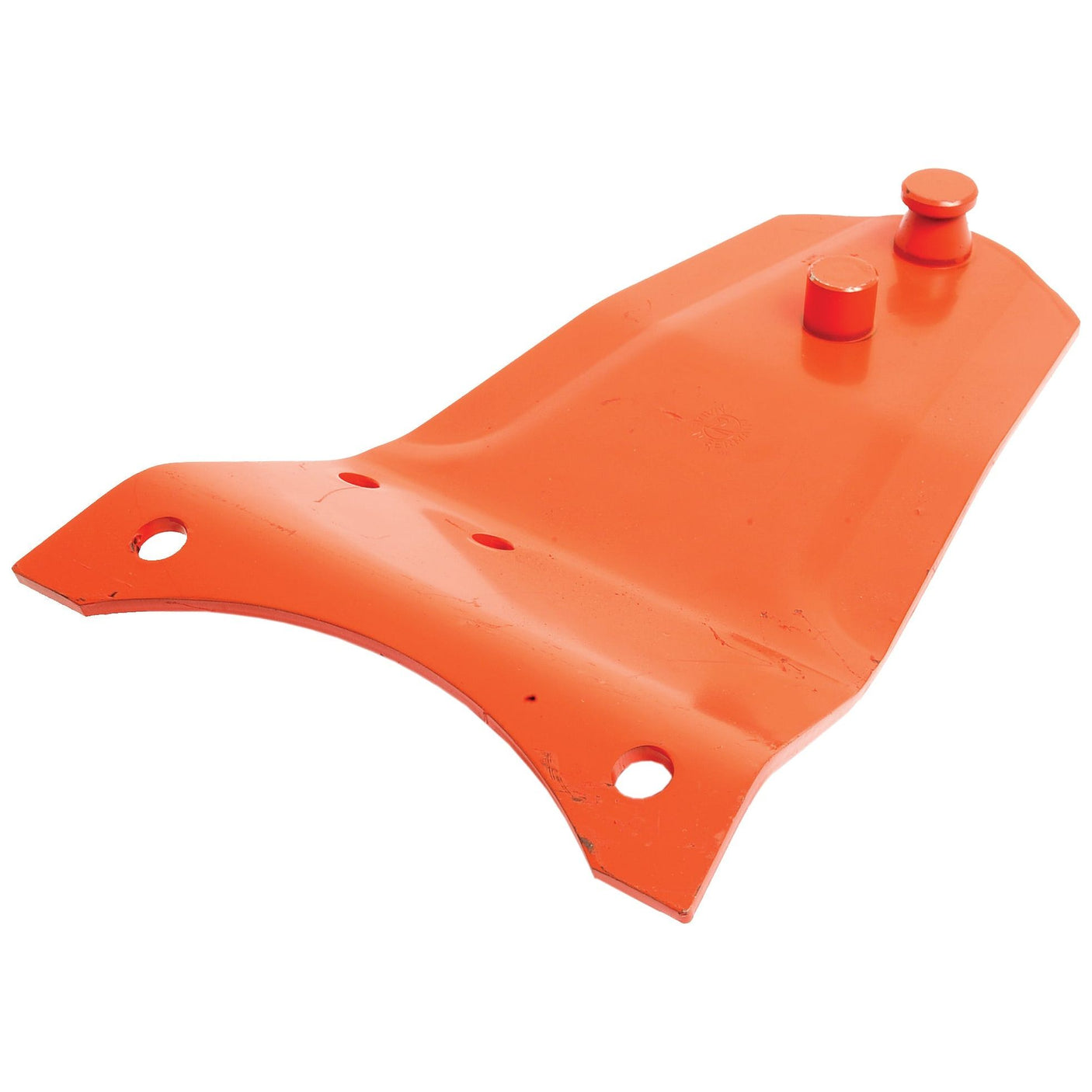 **Sparex Mower Blade Holder**:
 - Length: 235mm
 - Width: 158mm
 - Hole centres: 114mm 
 - Pin Ø: 18.5mm

This orange metal bracket, designed as a replacement for Fella KM295F (to fit as part no. 140308), features two circular protrusions and three holes for mounting.

Sparex Part No. S.105847