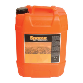 A 20-liter orange container with a black cap labeled "Automatic Transmission Fluid - Trans Super D2, Sparex Part No.S.105877," featuring an image of a wheat field and text details. Ideal for holding gear & transmission lubricants.