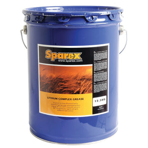 A 12.5 kg container of Sparex Grease Lithium Complex (Sparex Part No.S.105904) in blue, featuring a handle on each side and a label with product information on the front.