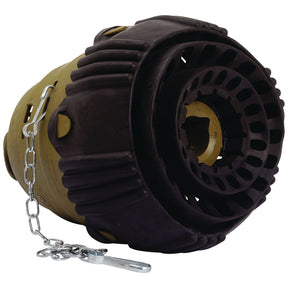 The Sparex PTO Wide Angle Joint, with a U/J size of 36 x 89 & 32 x 106mm and a lemon profile, sized at 1 3/8''-6 spline (Sparex Part No. S.10590), is an industrial coupling device featuring a robust metal chain attachment in black and yellow from the German PTO Series.