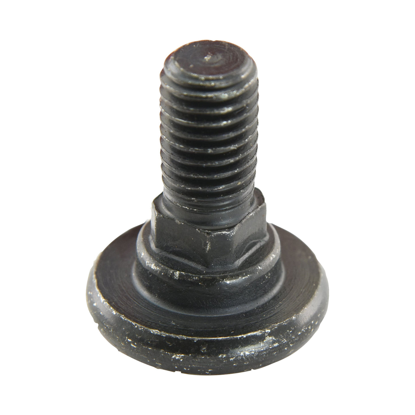 A single black metal bolt, identified as the Mower Blade Retainer (M12x36mm) by Sparex, with a flat, circular base and threaded shaft, viewed from a slight angle. It is a replacement part for the Vicon B1374593 and can be found under Sparex Part No.S.105994.