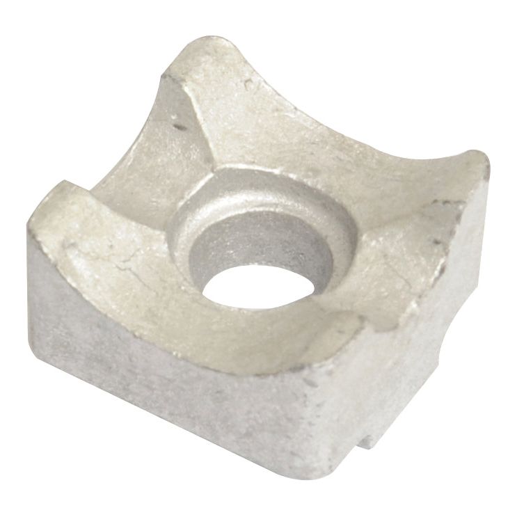 A silver, square-shaped metal component with a central circular hole designed for assembling or fastening purposes, commonly used in machinery like the TS1402 and compatible with Fella HYDRO systems is the Haytine holder. Replacement for Fella - S.106010 from Sparex.