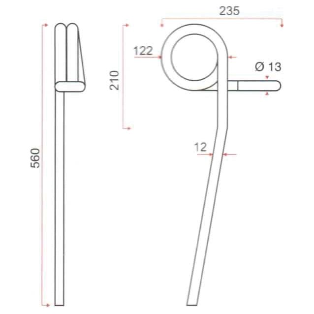 Seeder Tine -⌀12mm, Length: 560mm
 - S.106275 - Farming Parts