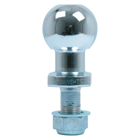 The Ball Hitch Pin, 350Kg (Short (ATV)) - S.10631 from Sparex is a chrome-plated metal trailer hitch ball with a hex nut. It features a shiny, reflective surface and a threaded shaft for attachment, making it ideal for ATVs. The ball size is 50mm.