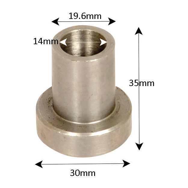 Sparex Bush with ID 14mm, OD 19.6mm, and length 23.5mm - Replacement for Spearhead, Bomford To fit as 1777721 | Sparex Part No.S.106523.