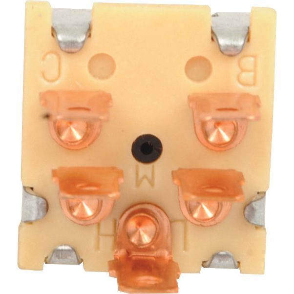 A close-up view of the Sparex Blower Switch (Sparex Part No. S.106605), a beige electrical connector with six copper terminals labeled A, B, C, M, H, and N on an International Harvester.