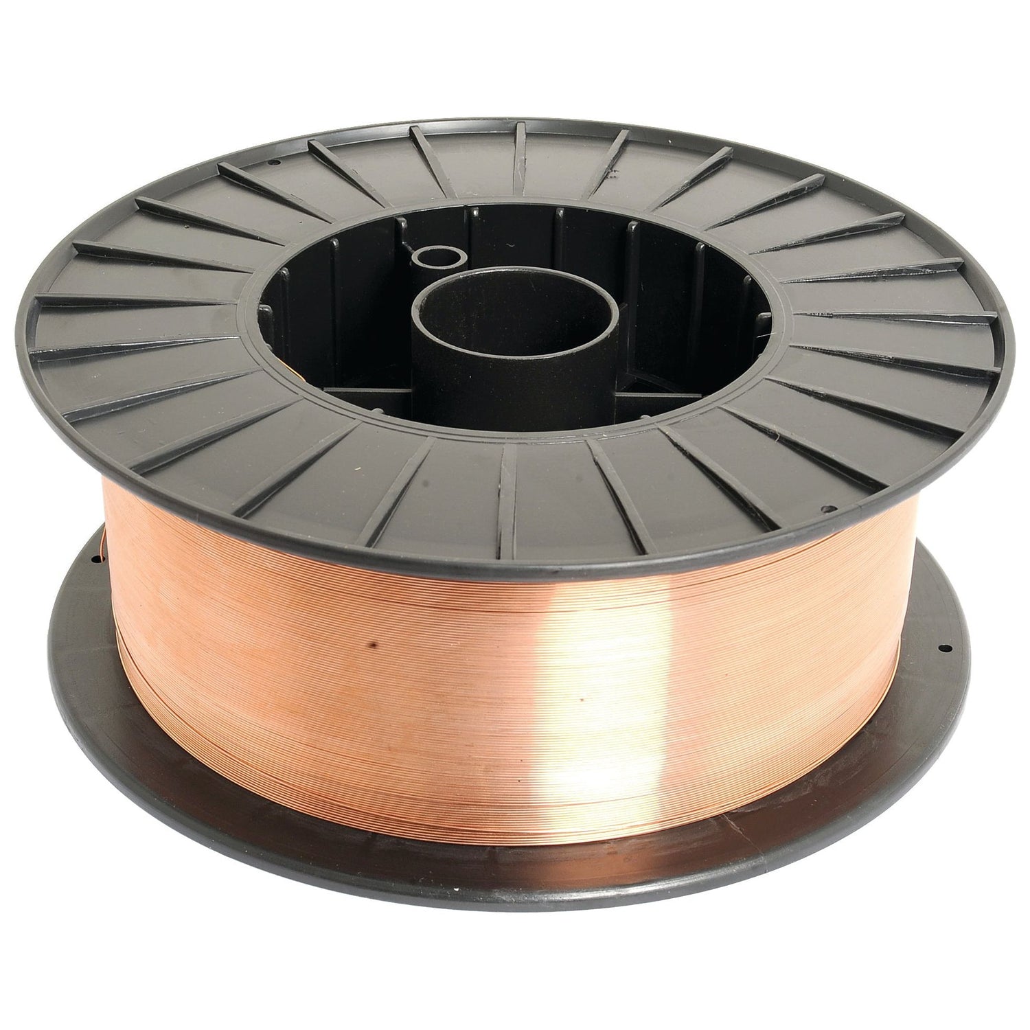 A neatly coiled spool of 0.8mm copper welding wire, displayed with a black plastic reel against a white background, marketed as Welding Wire - 0.8mm x 15kg | Sparex Part No.S.10661 by the brand Sparex.