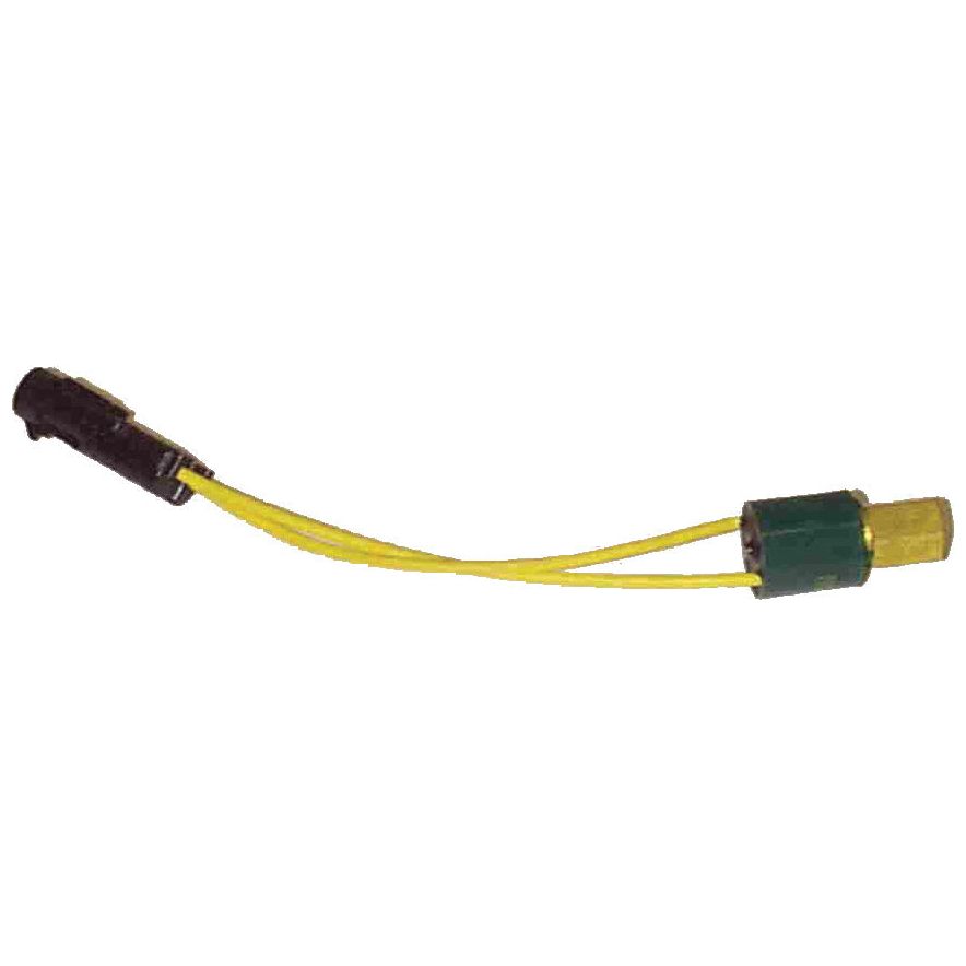 A Sparex Low Pressure Switch (Sparex Part No. S.106645) featuring a yellow wire with a green connector on one end and a black connector on the other, compatible with Metric thread fittings.