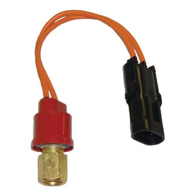 The High Pressure Switch by Sparex (Sparex Part No. S.106646) features two orange wires terminating in a red and gold component on one end, with a black connector on the other end, and includes a 10mm metric thread.