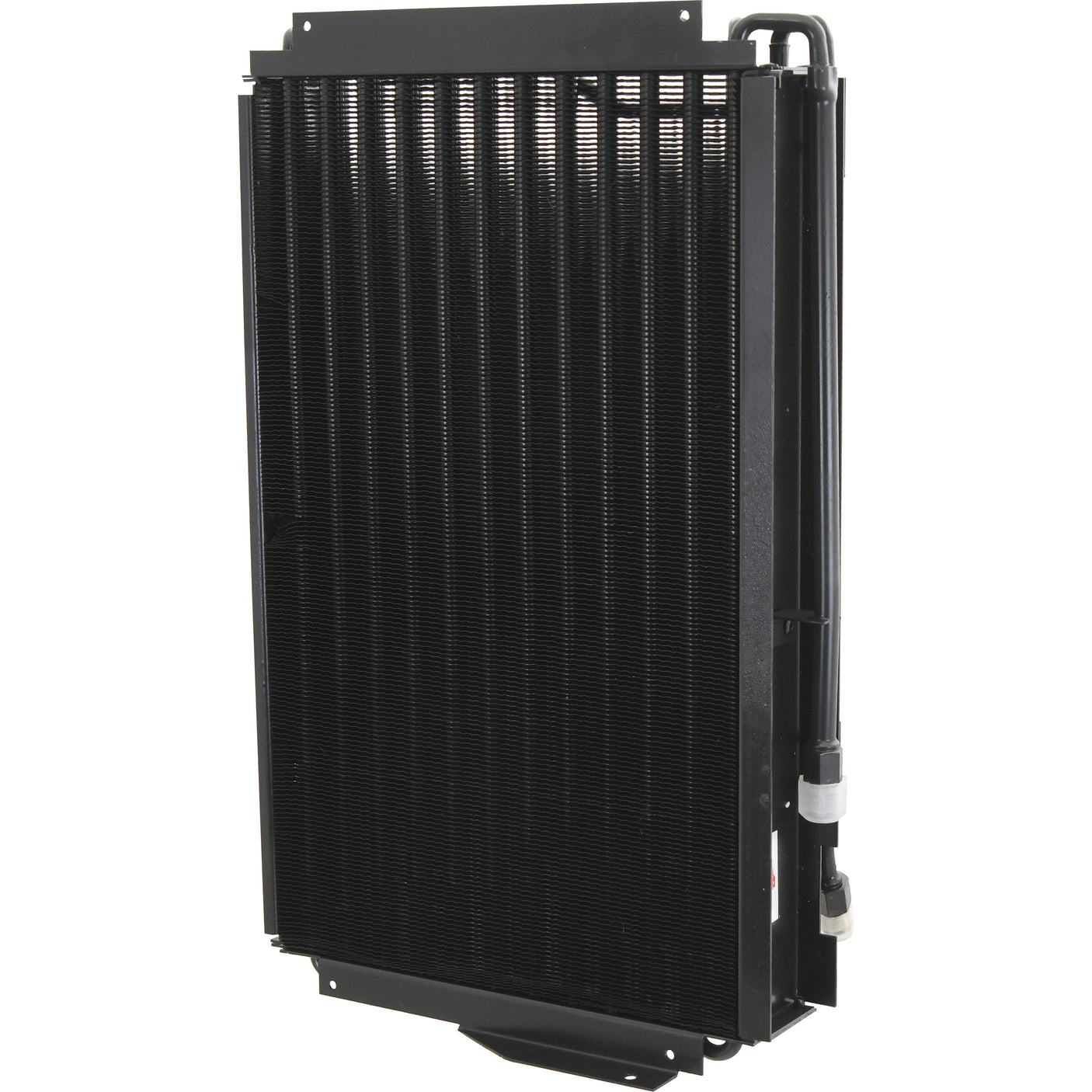 A Sparex Condenser - S.106670, featuring a black design with vertical fins, like those used in the Steyr PROFI, is engineered for heat transfer in machinery.