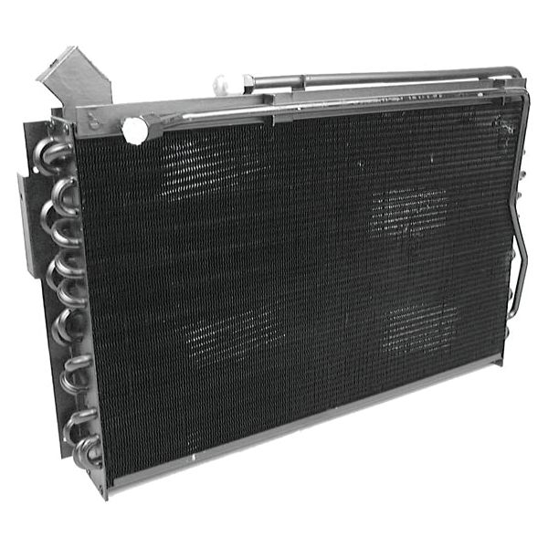 A finned-tube heat exchanger, featuring a rectangular black grid and metallic frame, and designed by Sparex, is used for heating or cooling industrial fluids; specifically the Condenser - S.106676.