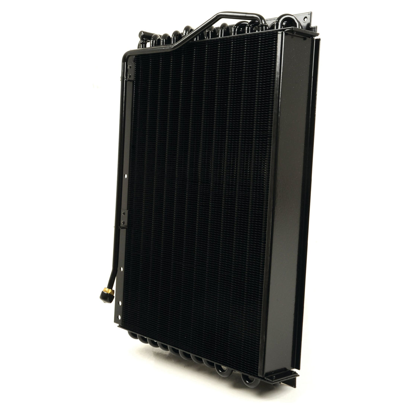 A Sparex Condenser - S.106676, featuring metal fins and tubing, stands upright against a white background.