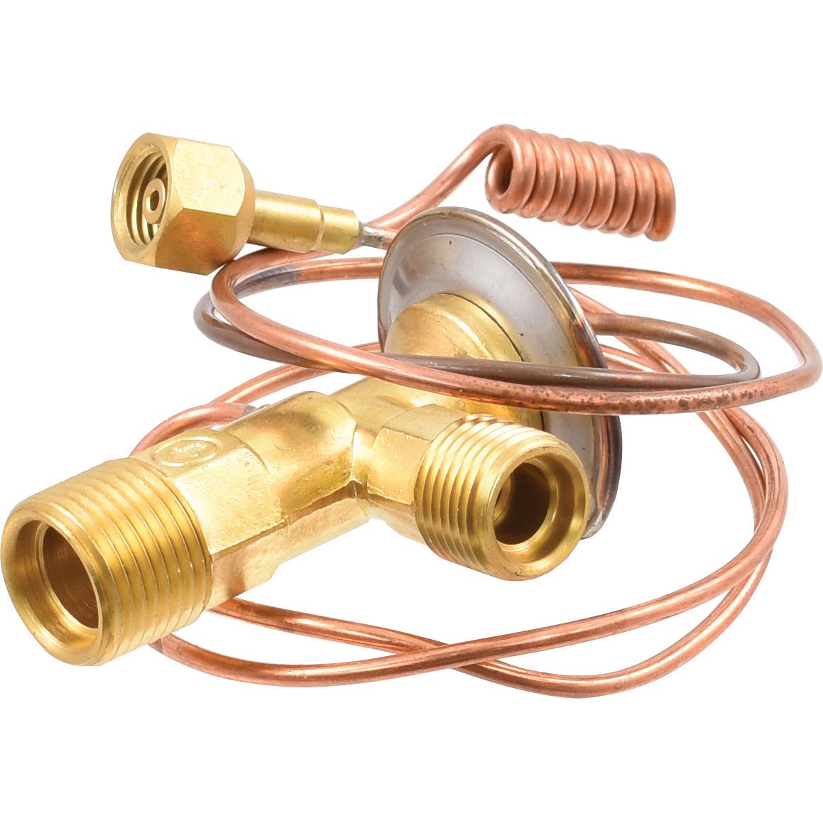 A shown image features the Sparex O Ring Type Expansion Valve (Sparex Part No.S.106792), a brass threaded valve connected to a 14'' capillary tube coiled around it, set against a plain white background.