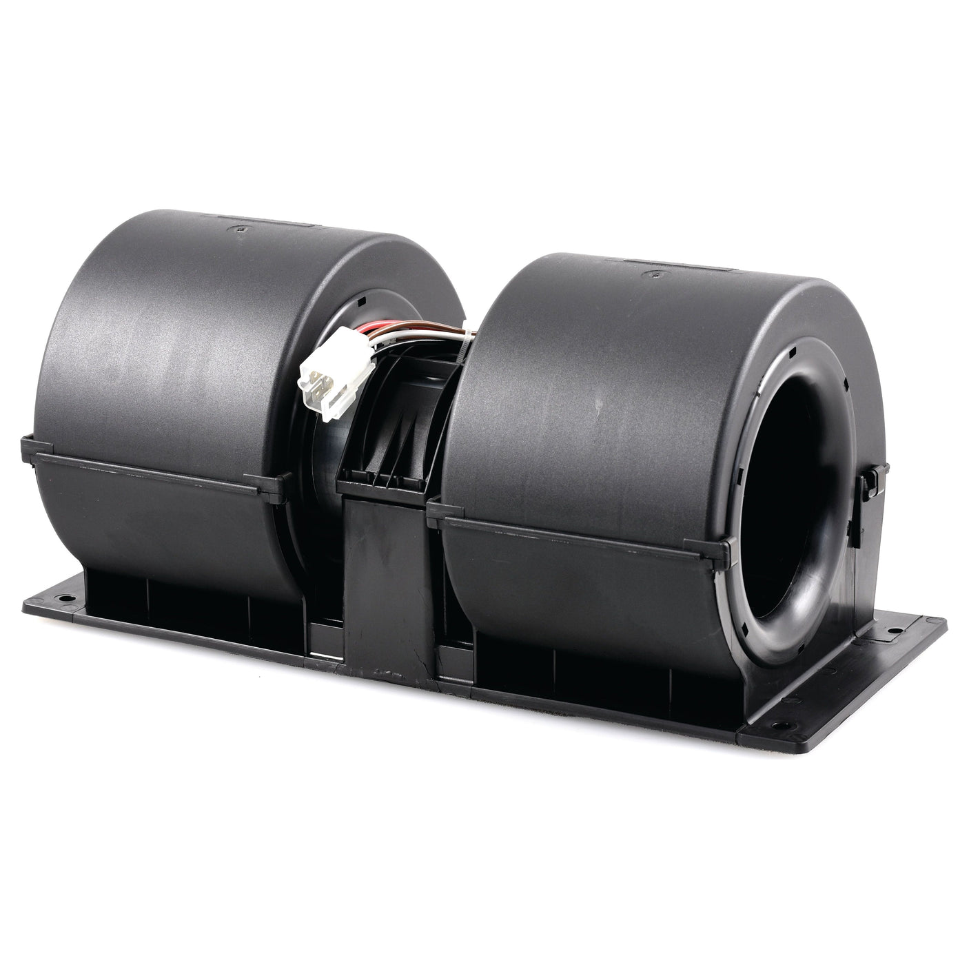 A Complete Assembly Blower Motor (Sparex Part No. S.106814) from Sparex, featuring a dual blower fan module with black plastic housing and connected electrical wiring, ideal for International Harvester and Case IH equipment.