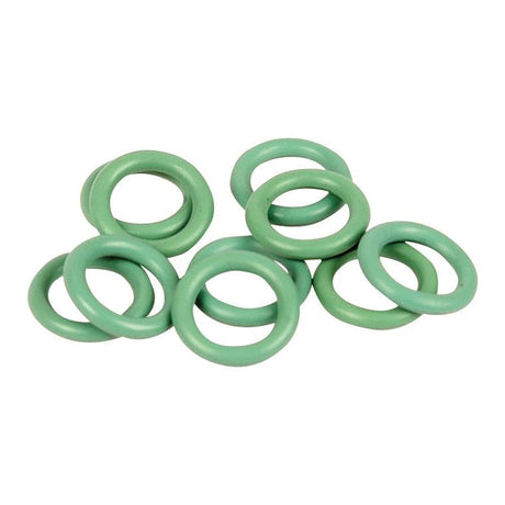 A group of eight Sparex O' Ring Pack, 6 x 9.26 x 1.63mm rubber O-rings (Part No. S.106841) overlapping each other on a white background, each one easily identifiable for accurate tariff code classification.