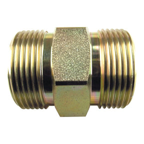 The Sparex Hydraulic Adaptor ORFS 11/16'' UNF male - ORFS 11/16'' UNF male (Sparex Part No. S.10693) is a brass hex nipple connector with male threaded ends, compatible with 11/16'' hose adaptors.