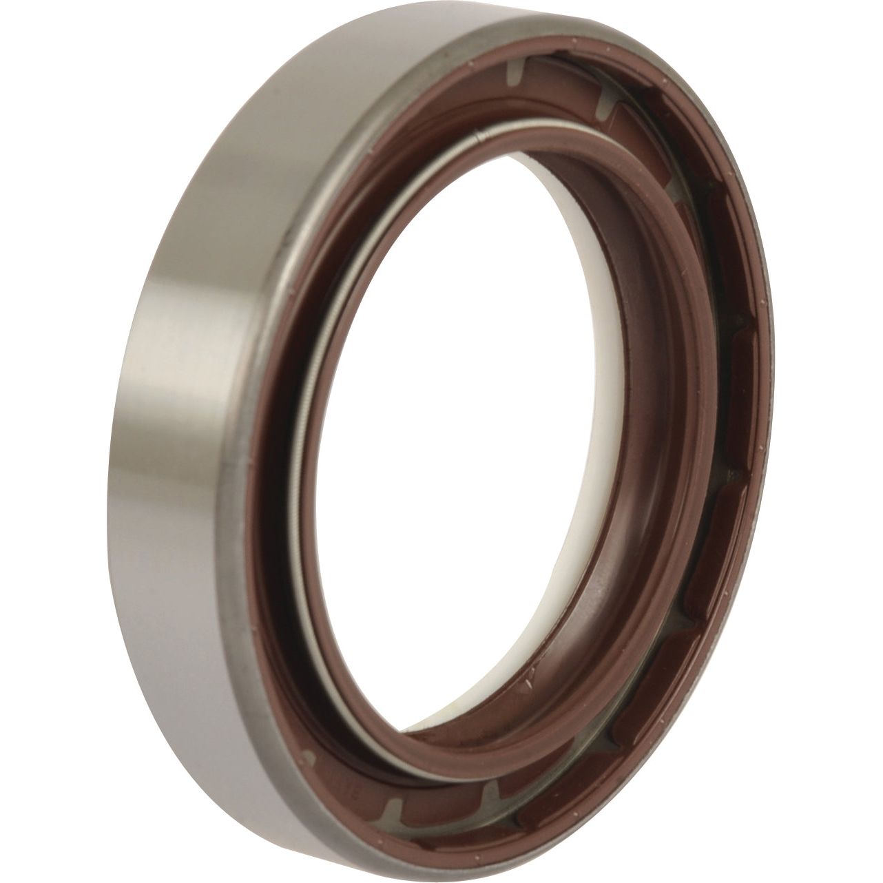 The Sparex Transfer Box Seal, measuring 58 x 82 x 16mm and known by Part No. S.107223, is a cylindrical metal bearing with a brown inner seal commonly used in John Deere and Massey Ferguson machinery to reduce friction between moving parts.