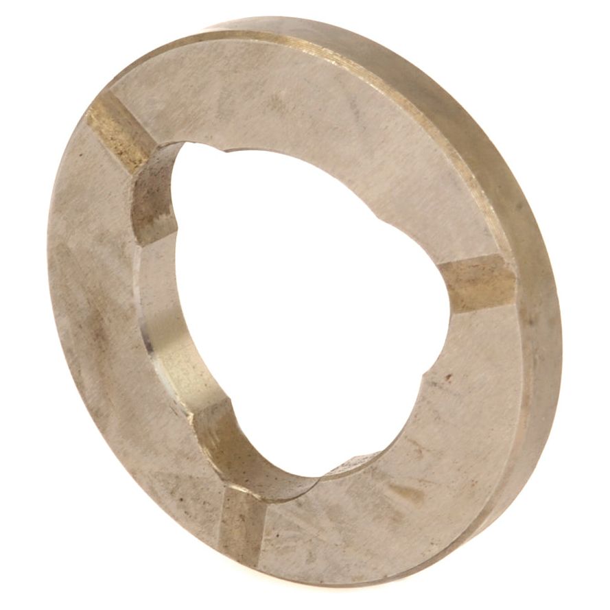 The Sparex Thrust Washer Upper (Part No. S.107227) features an irregular, non-circular center hole and three radial grooves along the edge, making it ideal for use in Massey Ferguson or Landini 7830 machinery.