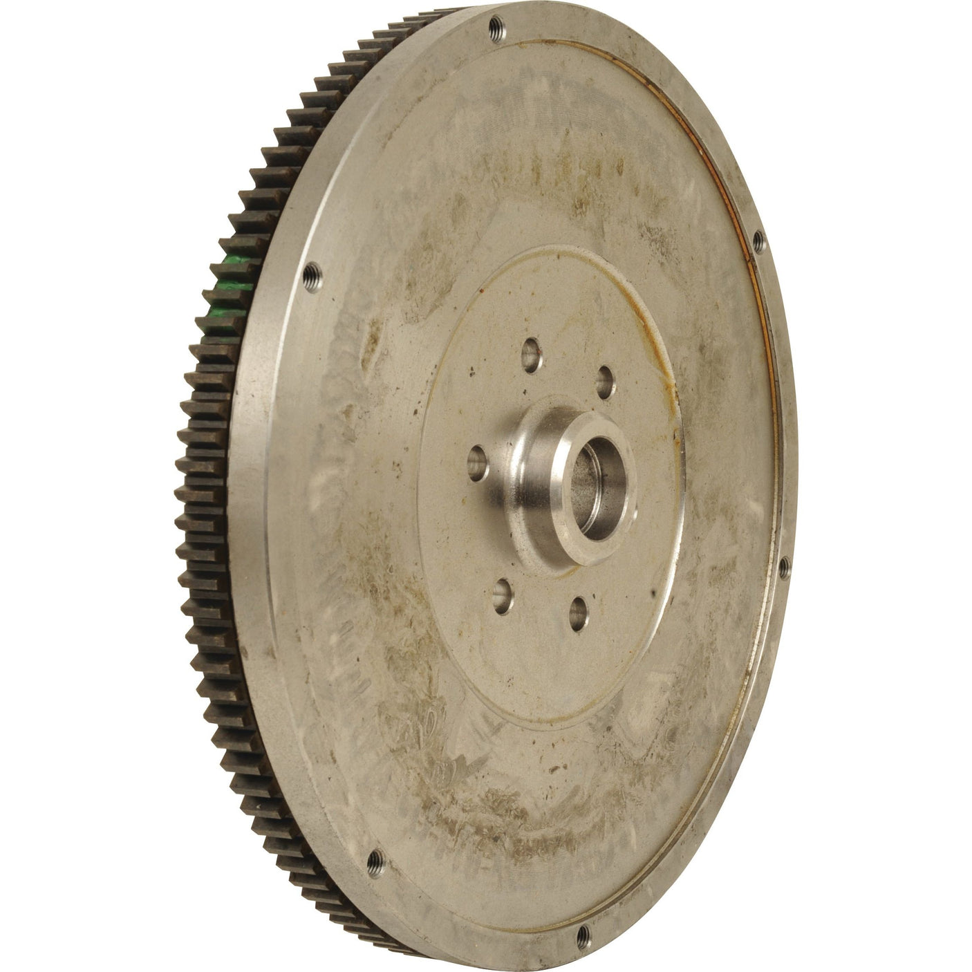 The Sparex Flywheel Assembly (Sparex Part No. S.107260) for Massey Ferguson features a central hole, multiple smaller circular holes, and an outer ring of gear teeth.