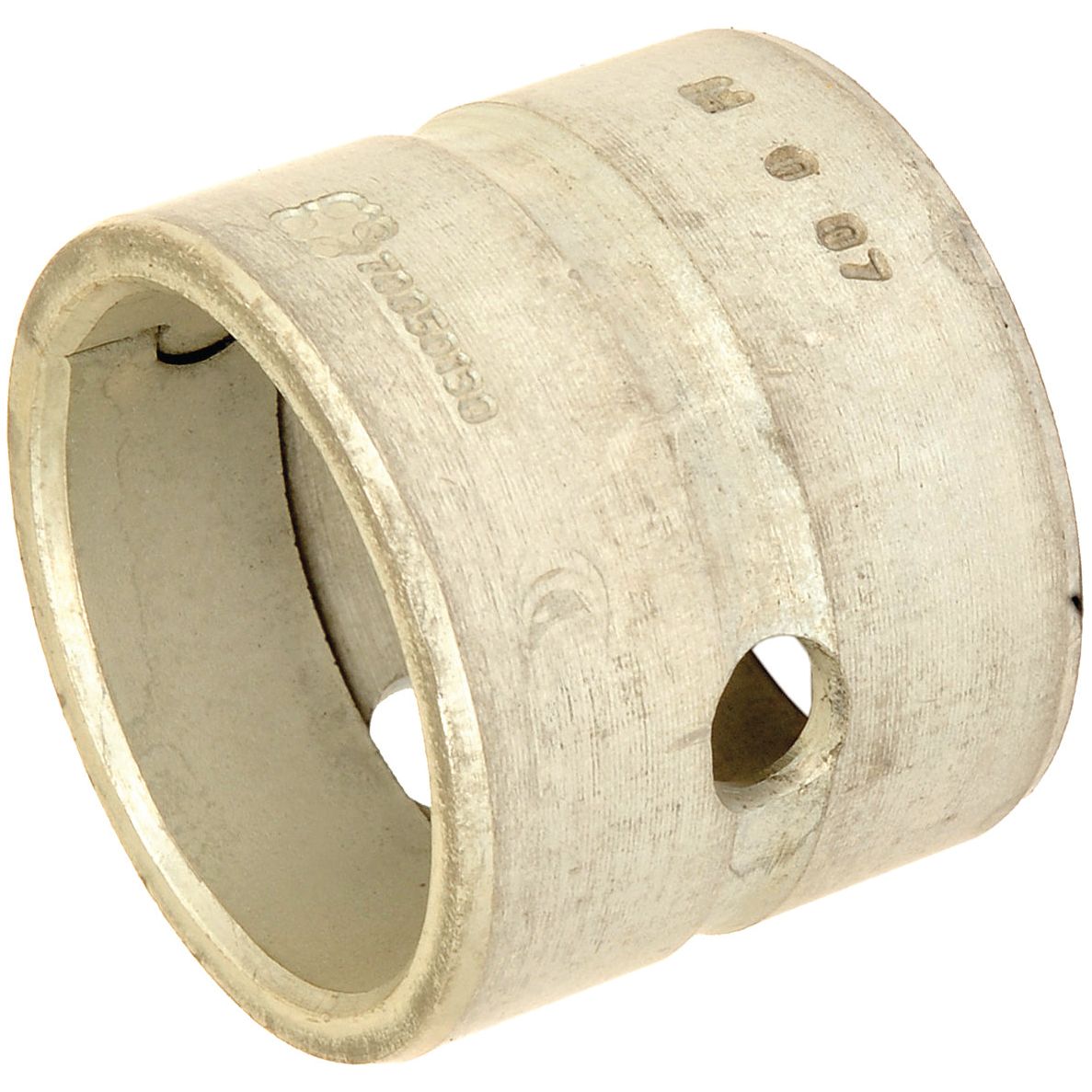 A cylindrical metal coupling with an open end, two side holes, and engraved markings, ideal for use in applications such as the Balancer Shaft Bush in Massey Ferguson and Landini tractors. Available under Sparex Part No. S.107280 by Sparex.