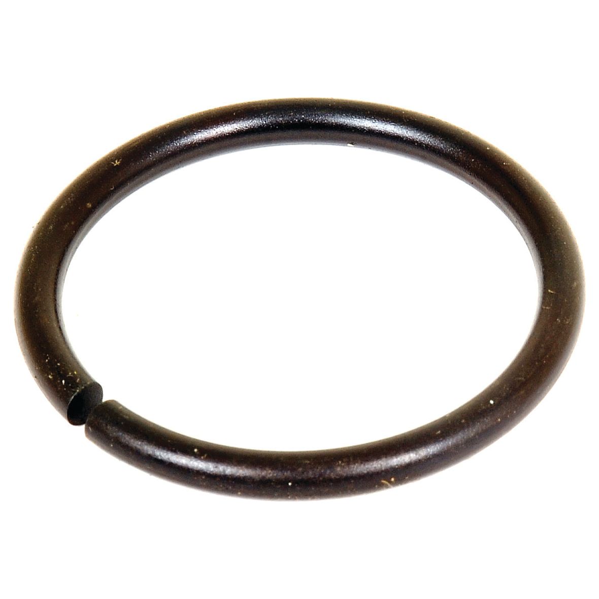 A Sparex Snap Ring (12 Spd) | Sparex Part No.S.107327, featuring a Brazilian black metal design with a small gap, is typically used for securing parts together and is often seen in Massey Ferguson machinery.