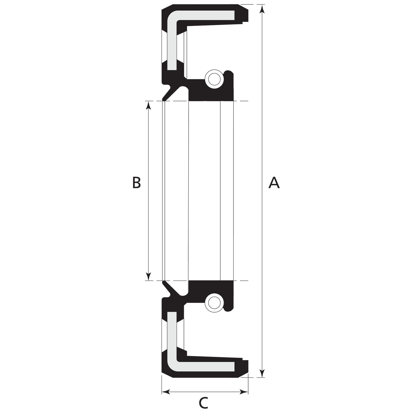 A technical drawing of a cross-section view of a mechanical component, with dimensions labeled as A, B, and C, featuring two cylindrical parts and complex geometric structures. This diagram includes the Sparex Metric Rotary Shaft Seal sized at 78mm x 100mm (Part No. S.107382).