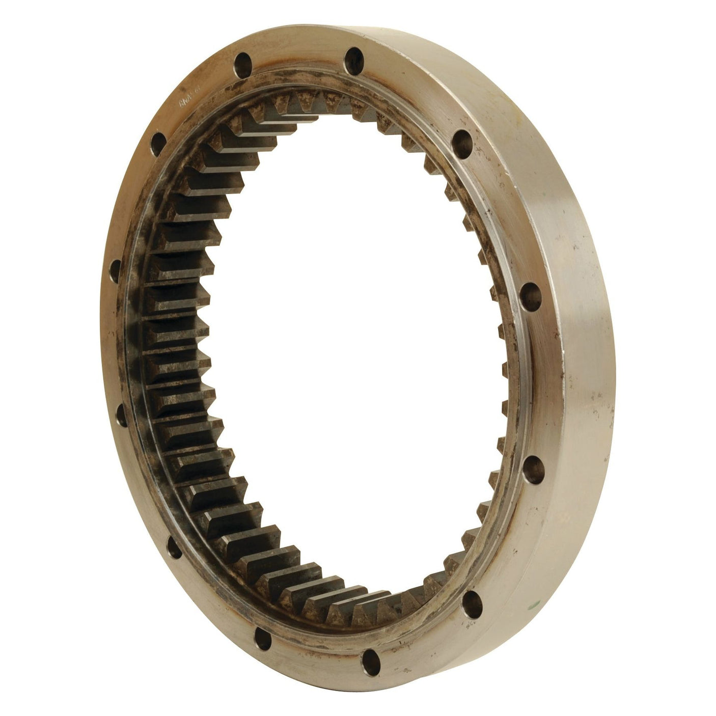 This large metallic ring gear, branded as Sparex Part No. S.107383, features an inner set of teeth and evenly spaced holes around the outer edge. Perfect for Massey Ferguson machinery, it ensures smooth operation and reliability.