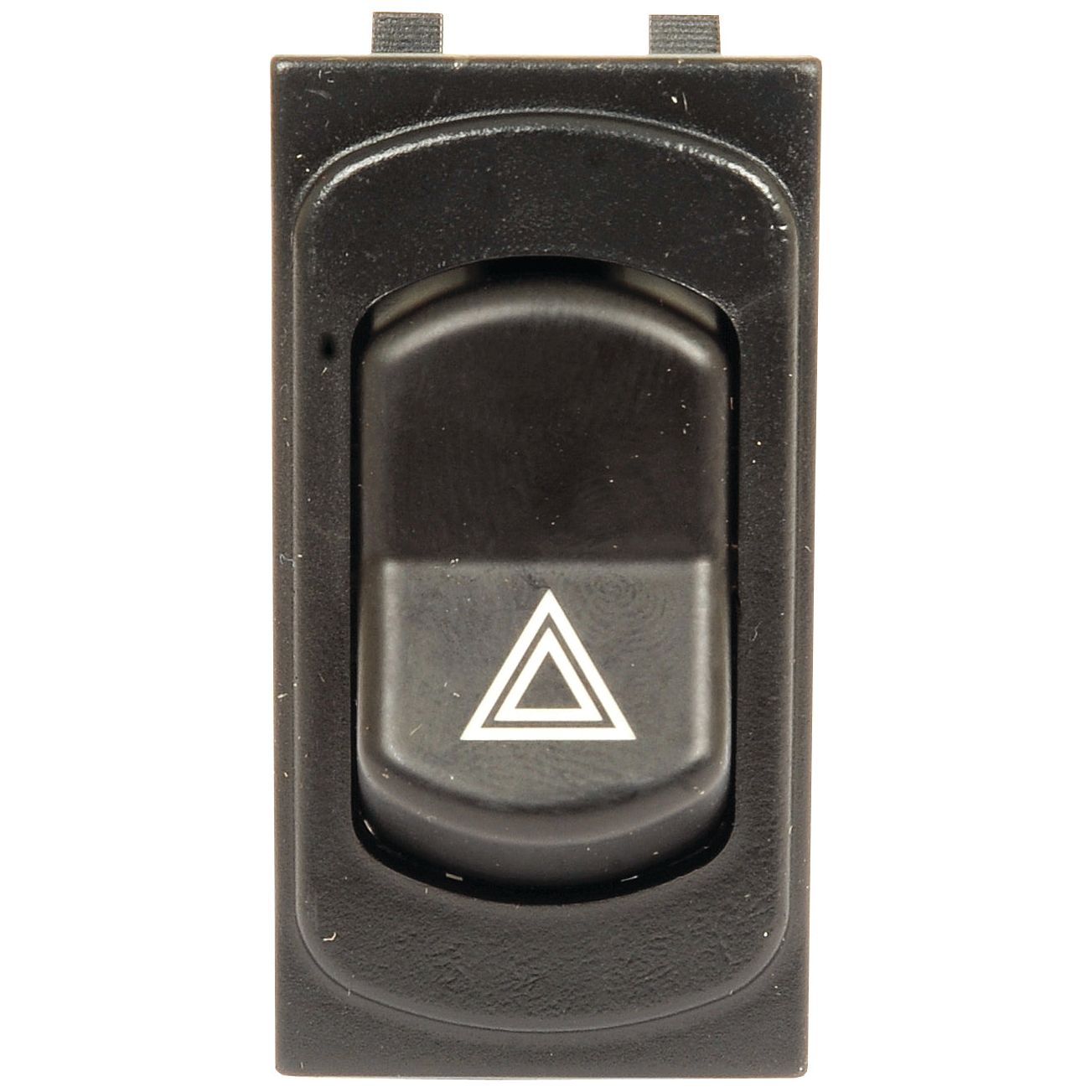 A black rectangular button with a white triangle symbol, designed as a hazard warning light switch for vehicles, part of the Sparex series and named the Seal Kit (Steering Cylinder Repair Kit) with Sparex Part No. S.107387.