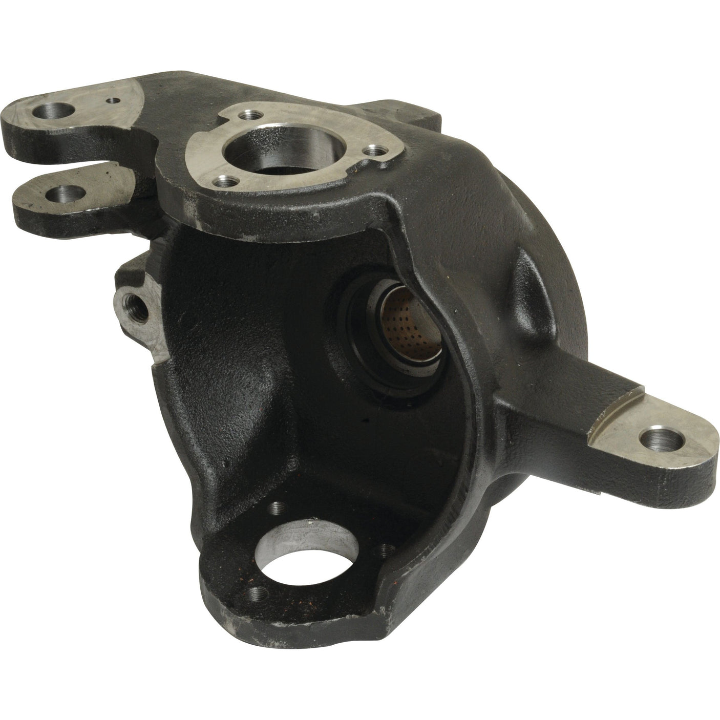 A Sparex Steering Knuckle Left (4WD), Part No. S.107426, is a metal automotive part featuring multiple openings and mounting points, compatible with Ford New Holland and Case IH machinery.