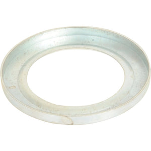 A silver-colored Spacer | Sparex Part No.S.107438 by Sparex, round with a hole in the center, is lying flat against a white background.