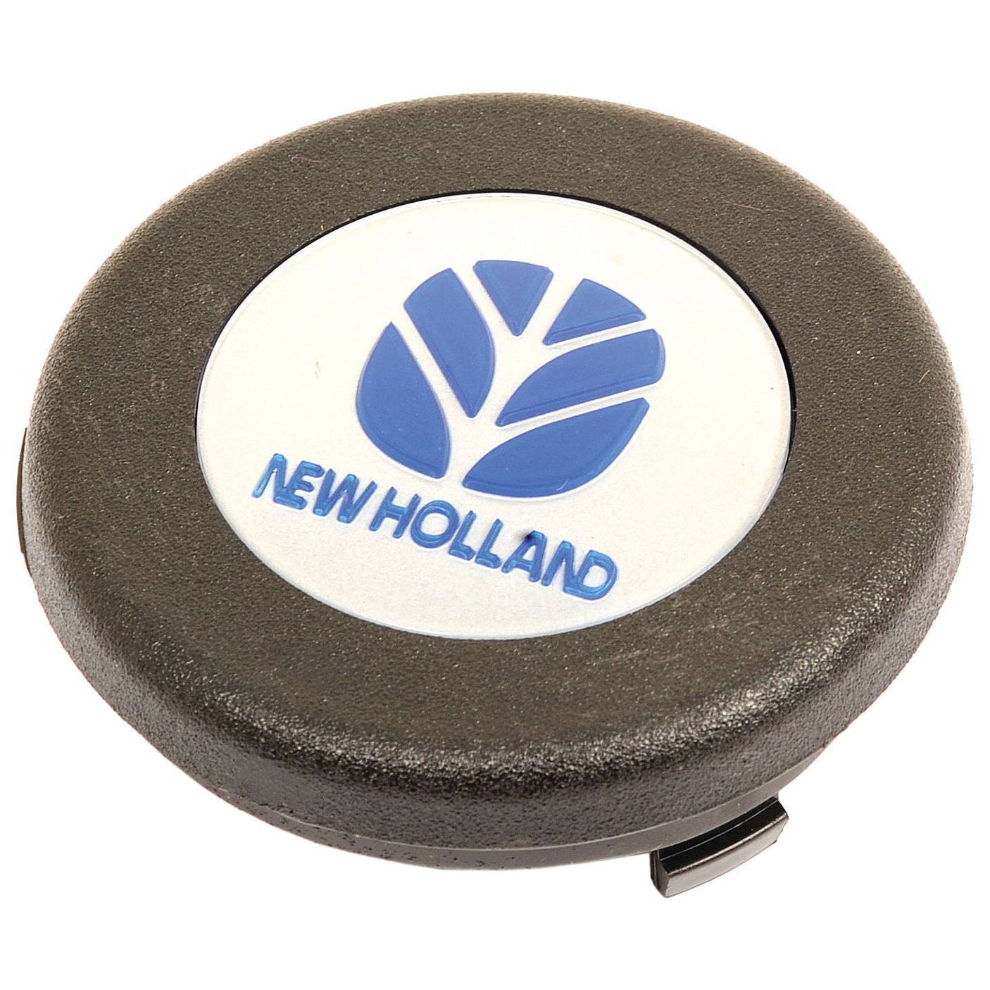 A circular badge with a black outer ring and a center featuring the New Holland logo and text, reminiscent of the classic Sparex Steering Wheel Cap (Sparex Part No. S.107447).