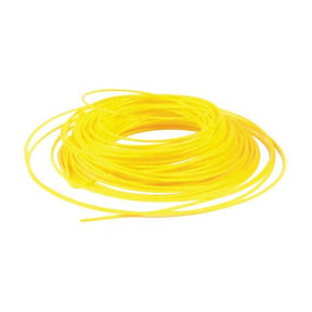 A coiled bundle of Sparex's bright yellow Strimmer Cord - Square, 2.4mm x 10M (Sparex Part No.S.10744), arranged in a circular pattern.