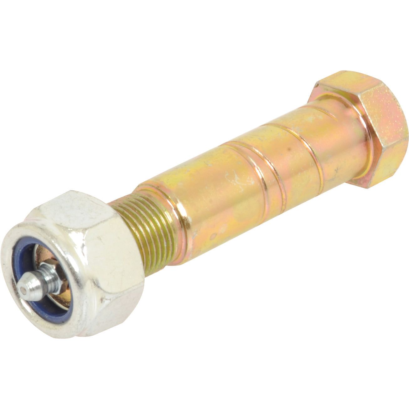 The Sparex Steering Cylinder Pin (Part No. S.107452) is a brass grease fitting with a threaded body and hexagonal bolt head, designed for providing lubrication to machinery parts and is compatible with Fiat machinery.