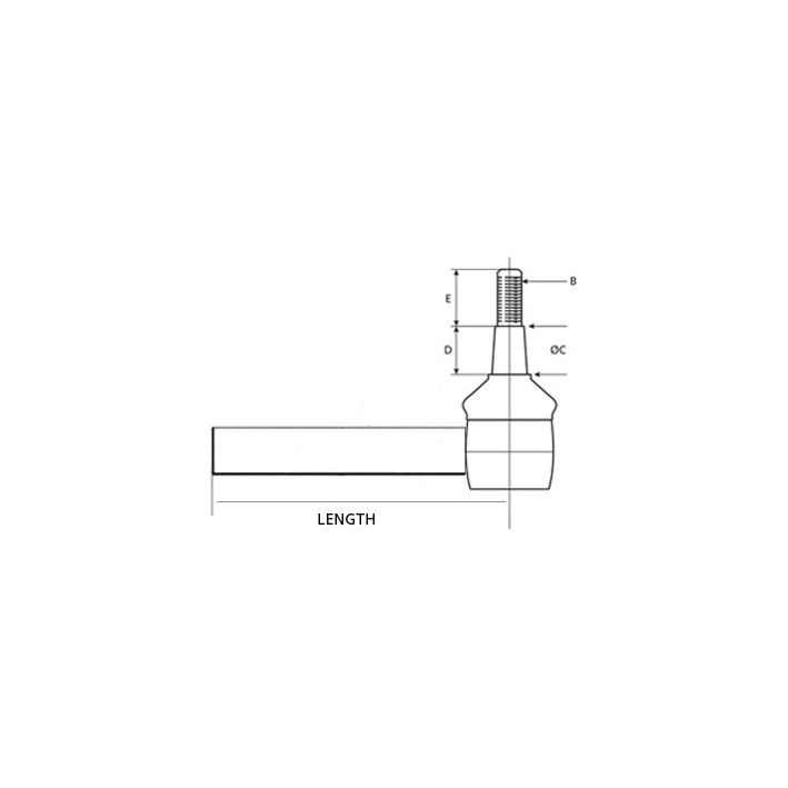 Technical diagram of the Track Rod by Sparex (S.107461), featuring labeled dimensions including length (740mm), E, B, D, and QC. This design is compatible with Ford/New Holland models.