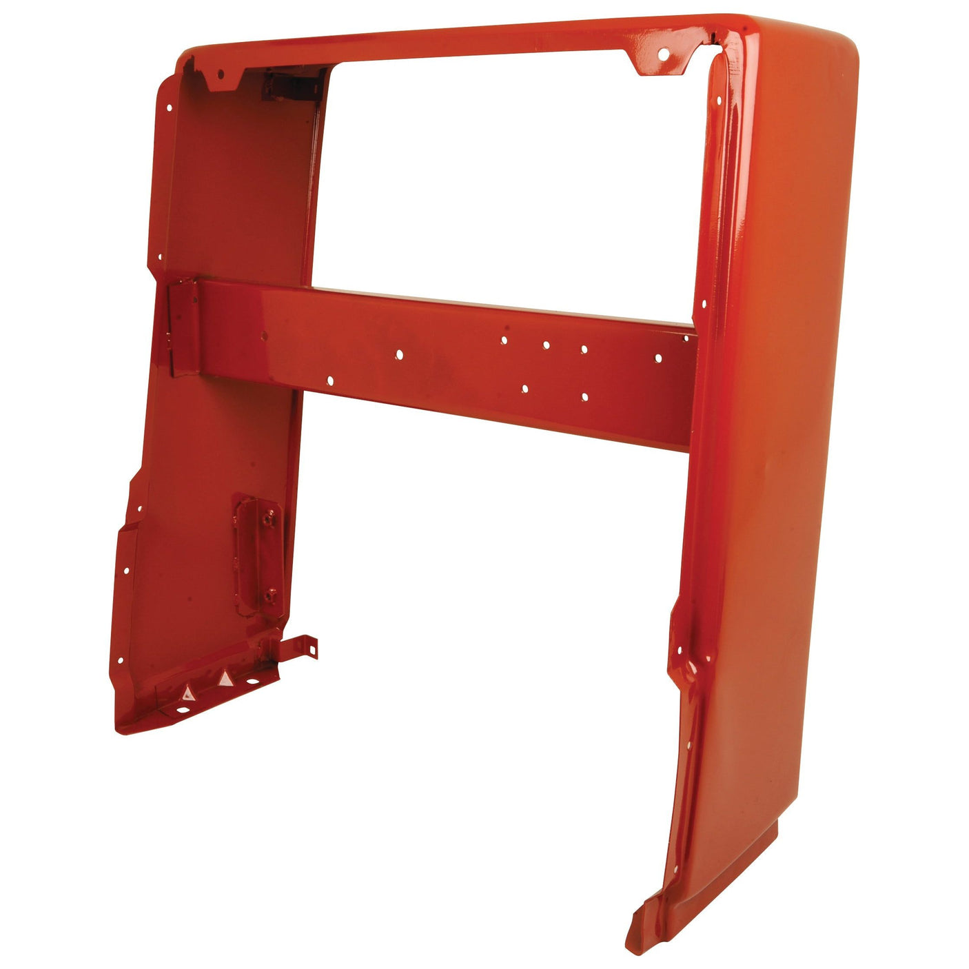 The Sparex Nose Cone (Part No. S.107601) is a red, metal frame with an open central section, designed for machinery or vehicle use. It features a supporting crossbar with drilled holes and is ideally suited for models like the Fiat 115-90.