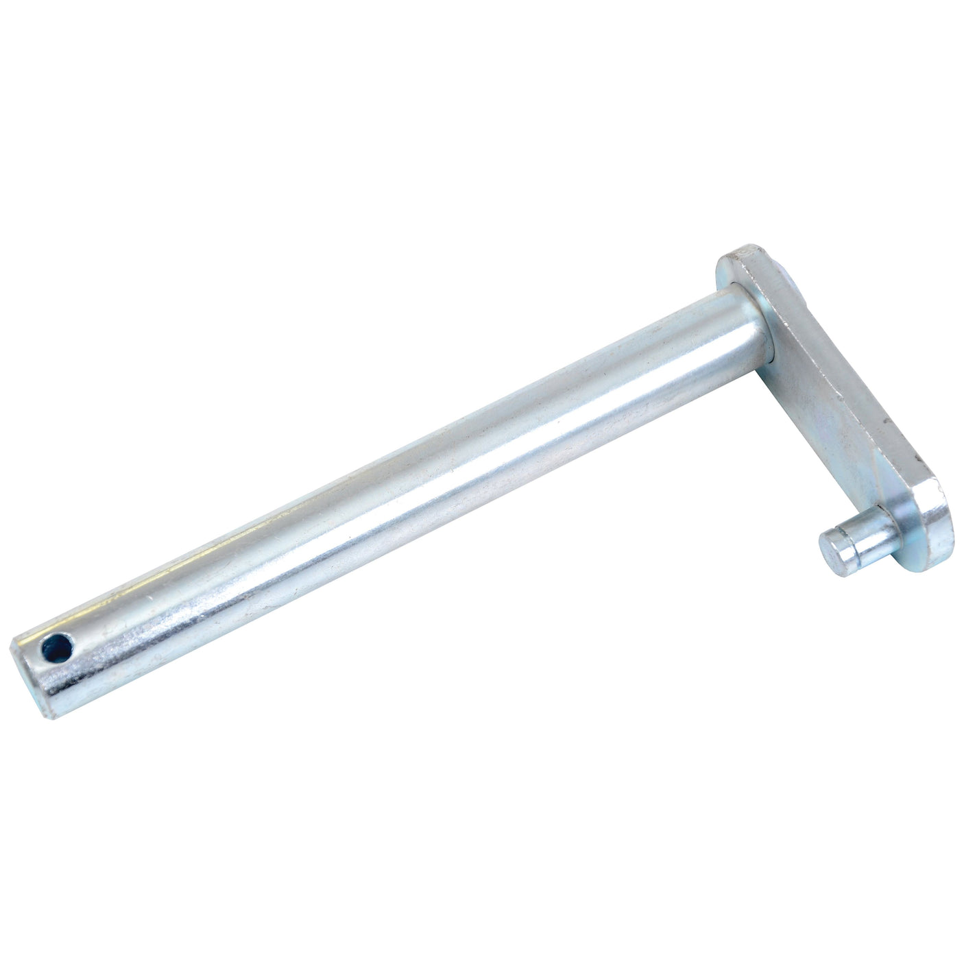 The Sparex Lever (Part No. S.108013) is a metallic cylindrical rod featuring a flat, rectangular tab extending from one end, with a small peg and a hole drilled at the opposite end—ideal for applications with Ford New Holland or Case IH machinery.