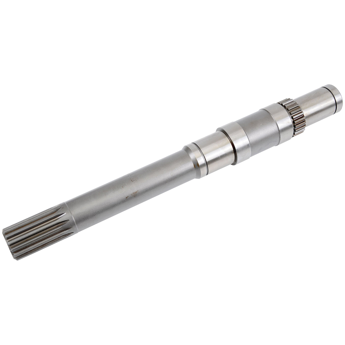 A Main Shaft, Sparex Part No. S.108018 by Sparex, featuring multiple sections and grooves for mechanical applications, is suitable for use in Ford/New Holland tractors.