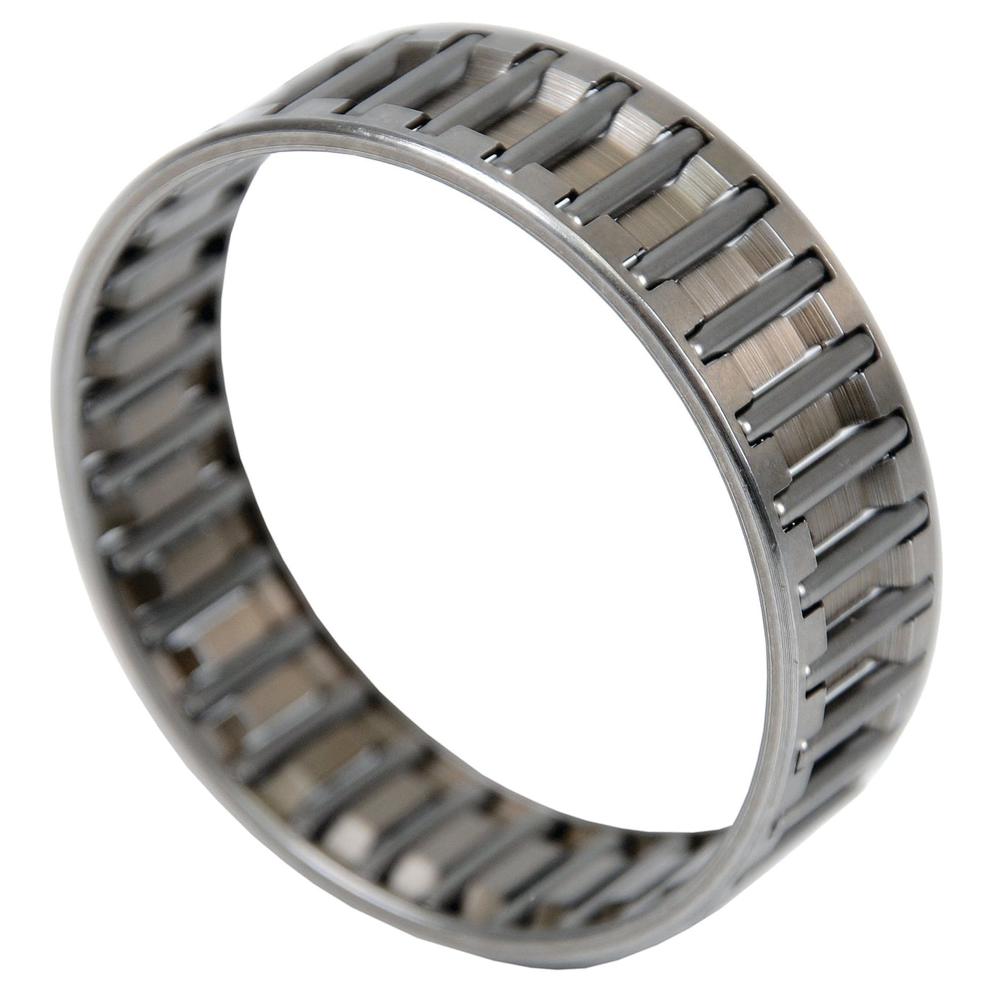 A Sparex Needle Bearing (Part No. S.108024) featuring cylindrical metal rollers arranged parallelly around its inner circumference, ideal for Ford/New Holland tractors, available in a pack of 18 pcs.