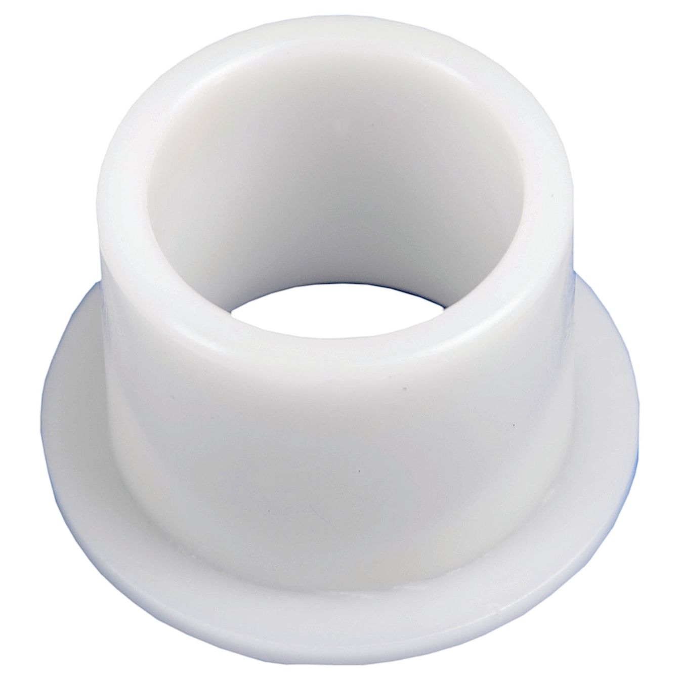 The Sparex Synchro Lever Bush (Sparex Part No. S.108027) is a white cylindrical plastic bushing with a flanged end, ideal for synchro lever applications in International Harvester and Case IH machinery.