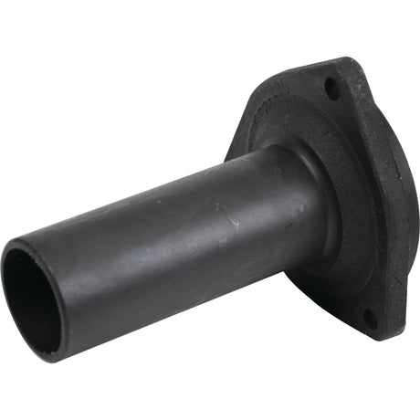 A black cylindrical metal pipe with a mounting flange at one end and a smooth open end at the other, similar to the Input Shaft Housing | Sparex Part No. S.108102 manufactured by Sparex for Case IH machinery.