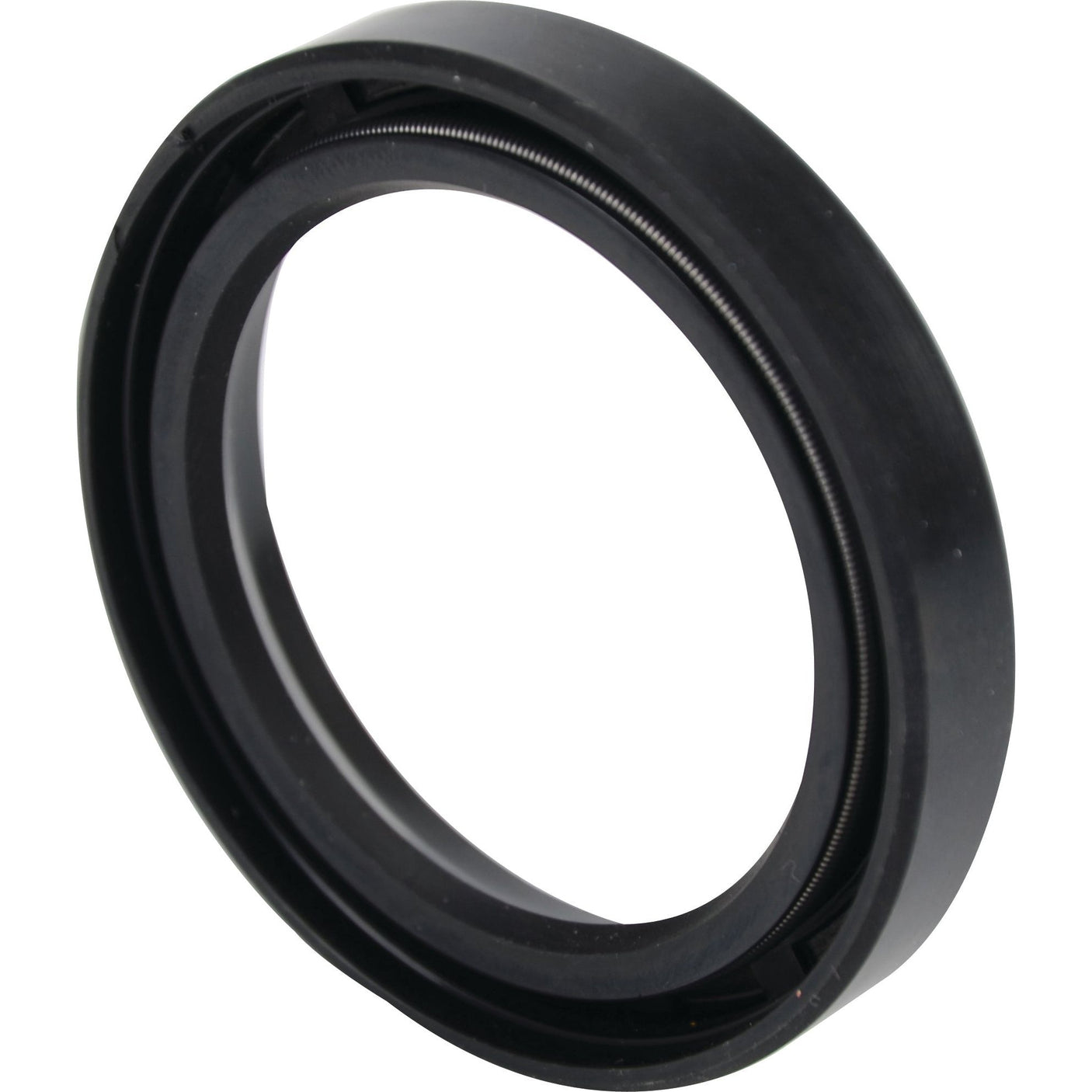 A black circular mechanical oil seal with an inner spring, designed for use with the Case IH Input Shaft, is available as Sparex Part No.S.108105 from the brand Sparex.