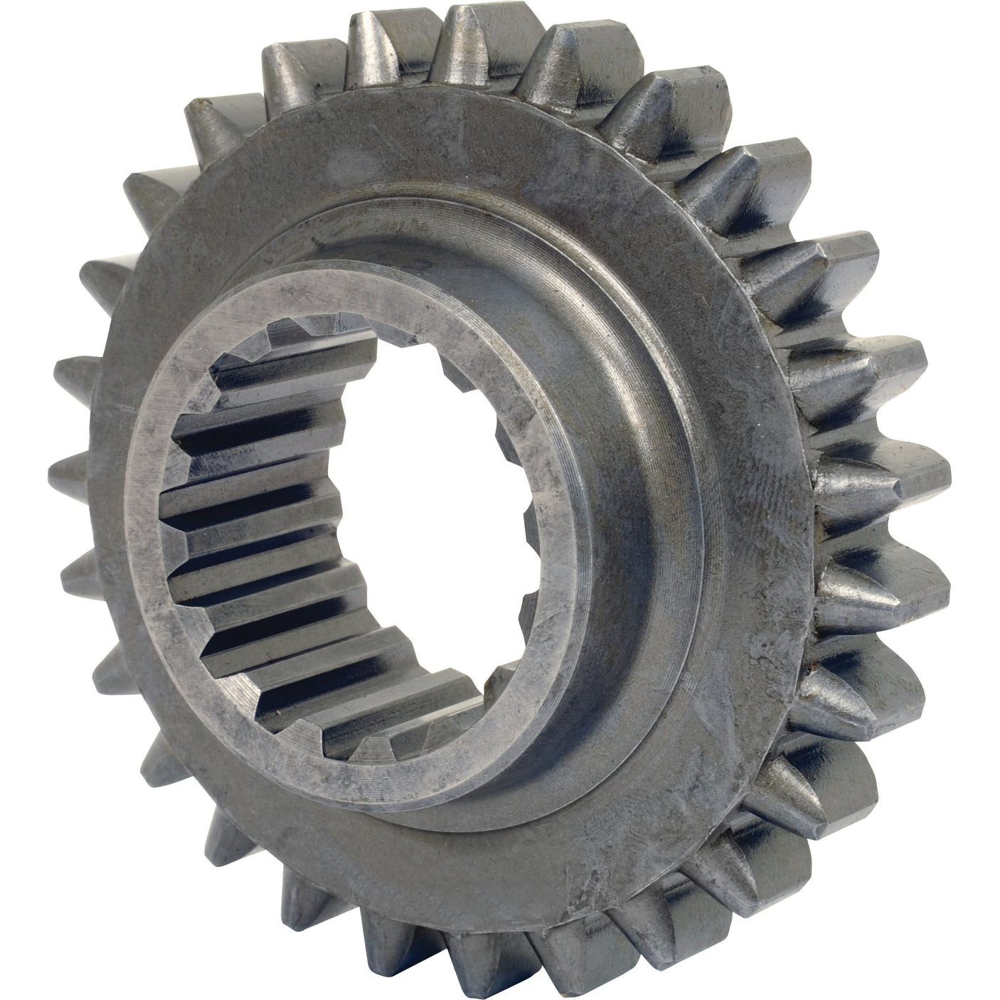 Close-up of a Transmission Gear - 3rd (Sparex Part No. S.108118) with multiple teeth and a central hole, showing worn surfaces and intricate design, reminiscent of vintage Case IH machinery from the Sparex brand.