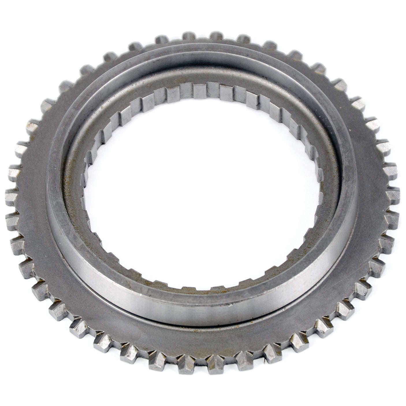 Close-up of the Sparex Synchronizer Gear (Part No. S.108138), featuring teeth around its outer edge and inner ridges, designed for mechanical applications. Ideal for equipment like New Holland and Case IH machinery.