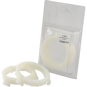 Two white plastic PTO Economy Guard Rings, labeled as Sparex ECO B/RINGS 63 x 2 (Large) with Sparex Part No.S.10814, are displayed—one outside and one inside clear retail packaging, accompanied by a product information label.