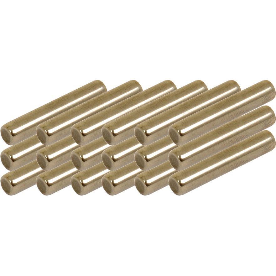 A row of Sparex Needle Bearings (18 pcs.) arranged diagonally in a stack, each bearing featuring a cylindrical shape, reminiscent of precision-engineered components found in Case IH machinery.