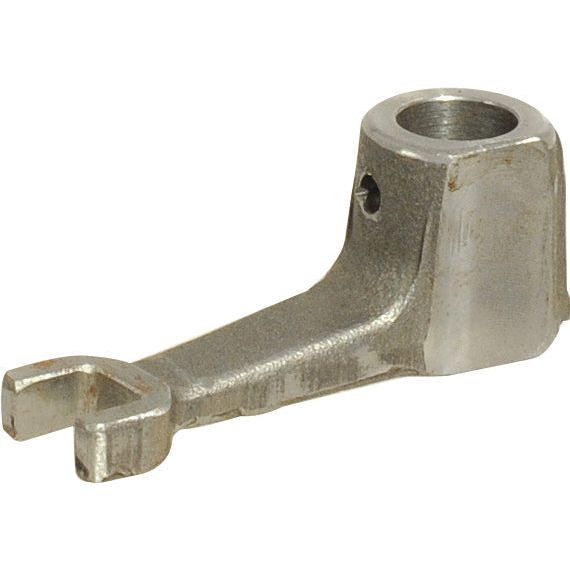 The Sparex Selector Fork (Part No. S.108244) is a metallic lever arm featuring a cylindrical hole at one end and a forked opening at the other, designed for use in machinery or mechanical assemblies compatible with Fiat 780 models.